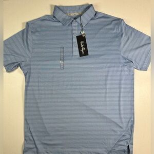 Walter Hagen Polo Shirt Mens Extra Large Blue Stripe Performance Stretch 11 Golf